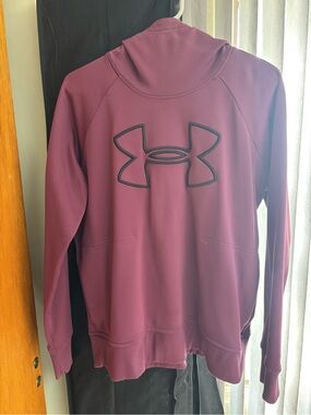 Under Armour Burgundy Fleece Pullover with Black Logo